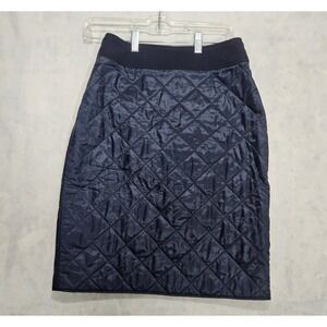 Dries Van Noten Skirt 36 US 4 Navy Diamond Quilted Knee Length Insulated Zipper